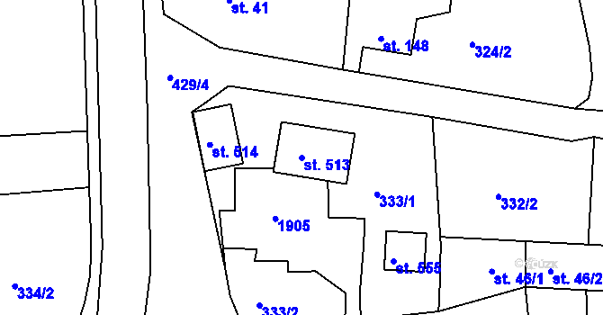 Parcela st. 513 v KÚ Hrádek u Rokycan, Katastrální mapa