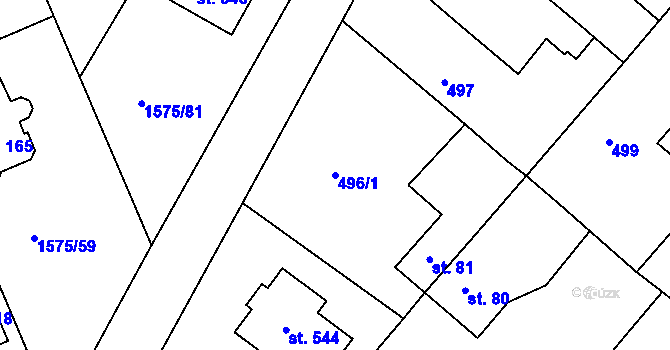 Parcela st. 496/1 v KÚ Hrádek u Rokycan, Katastrální mapa