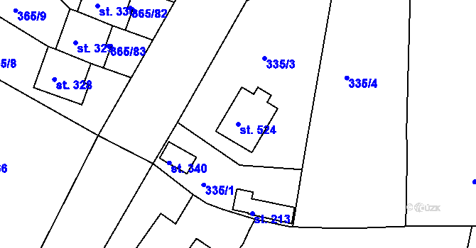 Parcela st. 524 v KÚ Hrádek u Rokycan, Katastrální mapa