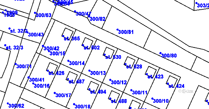 Parcela st. 530 v KÚ Hrádek u Rokycan, Katastrální mapa