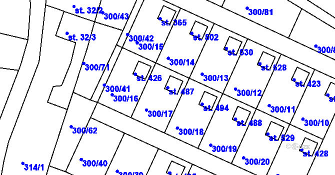 Parcela st. 487 v KÚ Hrádek u Rokycan, Katastrální mapa