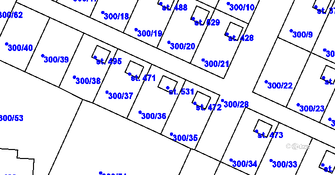 Parcela st. 531 v KÚ Hrádek u Rokycan, Katastrální mapa