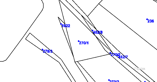 Parcela st. 270/1 v KÚ Hrádek u Rokycan, Katastrální mapa