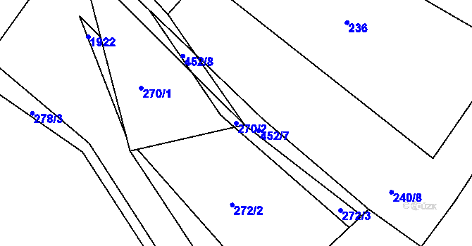 Parcela st. 270/2 v KÚ Hrádek u Rokycan, Katastrální mapa