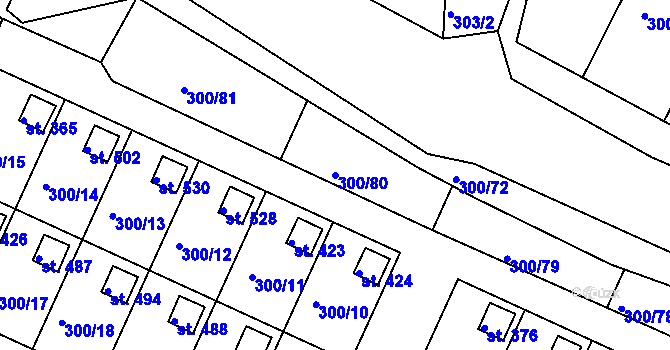 Parcela st. 300/80 v KÚ Hrádek u Rokycan, Katastrální mapa