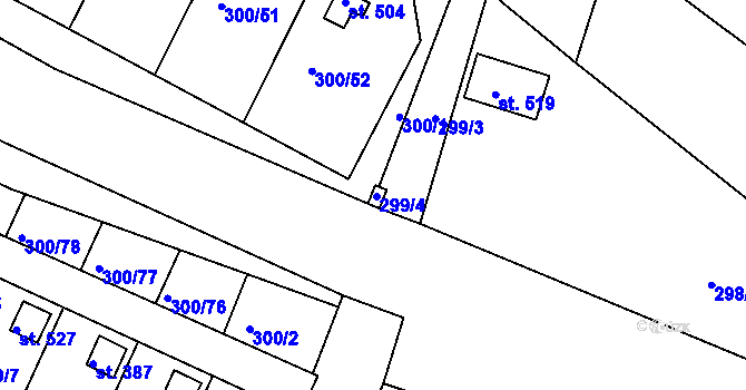 Parcela st. 300/84 v KÚ Hrádek u Rokycan, Katastrální mapa