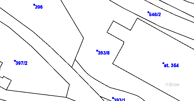 Parcela st. 393/8 v KÚ Hrádek u Rokycan, Katastrální mapa
