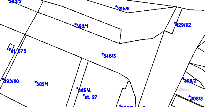 Parcela st. 546/3 v KÚ Hrádek u Rokycan, Katastrální mapa