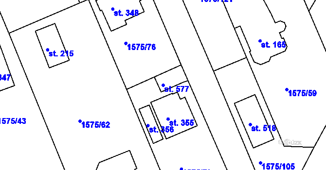 Parcela st. 577 v KÚ Hrádek u Rokycan, Katastrální mapa