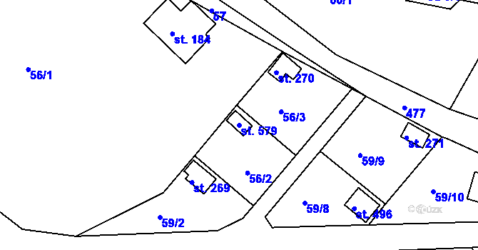 Parcela st. 579 v KÚ Hrádek u Rokycan, Katastrální mapa