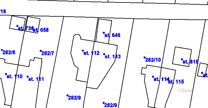 Parcela st. 113 v KÚ Nová Huť, Katastrální mapa