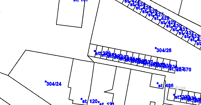 Parcela st. 221 v KÚ Nová Huť, Katastrální mapa