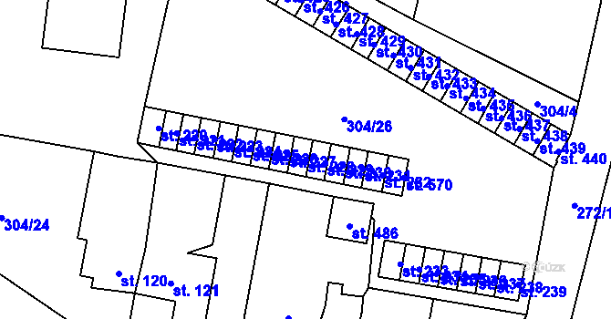 Parcela st. 228 v KÚ Nová Huť, Katastrální mapa