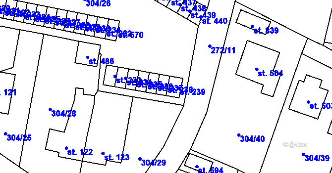 Parcela st. 238 v KÚ Nová Huť, Katastrální mapa