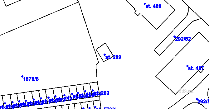Parcela st. 299 v KÚ Nová Huť, Katastrální mapa