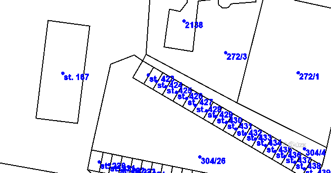 Parcela st. 425 v KÚ Nová Huť, Katastrální mapa
