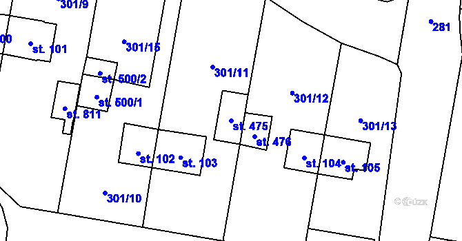Parcela st. 475 v KÚ Nová Huť, Katastrální mapa