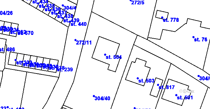 Parcela st. 504 v KÚ Nová Huť, Katastrální mapa