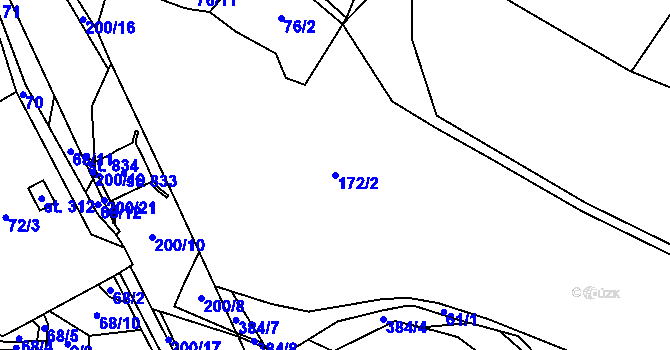 Parcela st. 172/2 v KÚ Nová Huť, Katastrální mapa