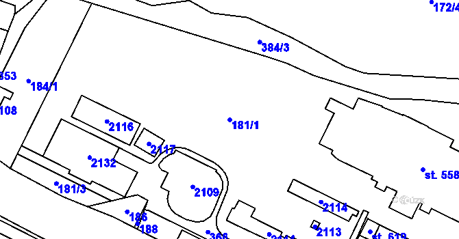 Parcela st. 181/1 v KÚ Nová Huť, Katastrální mapa
