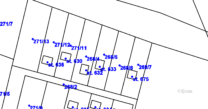 Parcela st. 268/5 v KÚ Nová Huť, Katastrální mapa