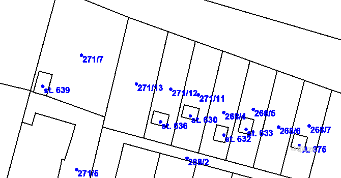 Parcela st. 271/12 v KÚ Nová Huť, Katastrální mapa