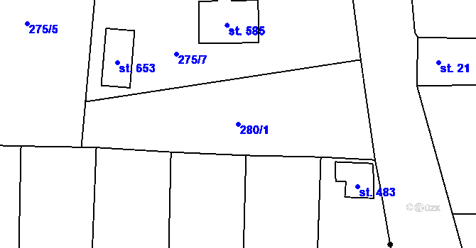 Parcela st. 280/1 v KÚ Nová Huť, Katastrální mapa