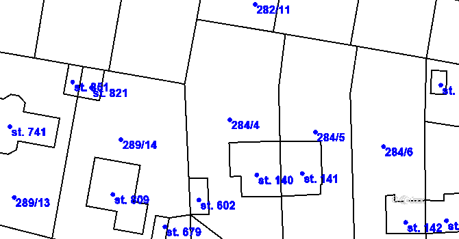 Parcela st. 284/4 v KÚ Nová Huť, Katastrální mapa