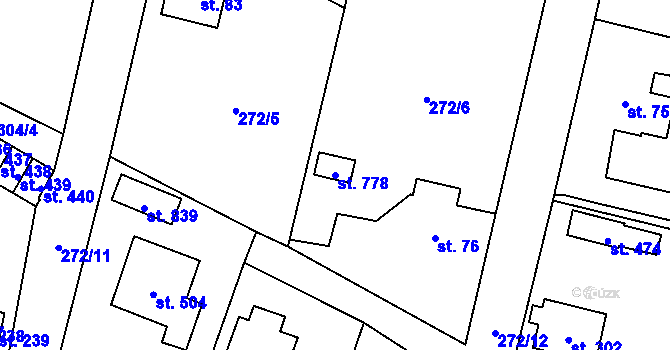 Parcela st. 778 v KÚ Nová Huť, Katastrální mapa