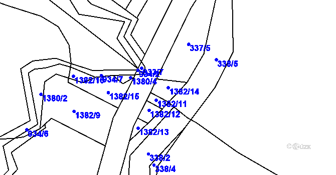 Parcela st. 1382/14 v KÚ Nová Huť, Katastrální mapa
