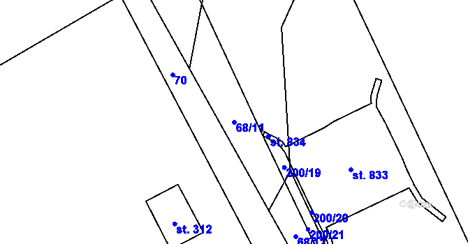Parcela st. 68/11 v KÚ Nová Huť, Katastrální mapa