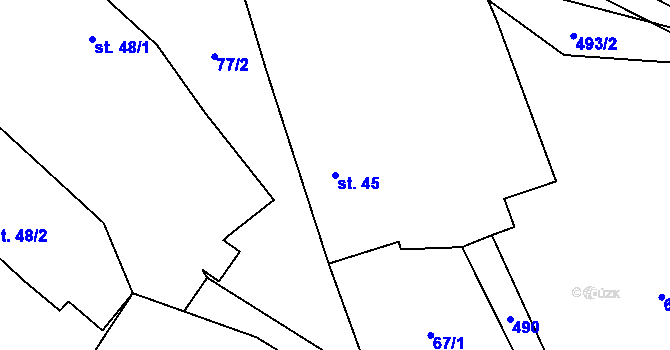 Parcela st. 45 v KÚ Hrádek u Nechanic, Katastrální mapa