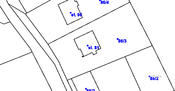Parcela st. 81 v KÚ Hrádek u Nechanic, Katastrální mapa
