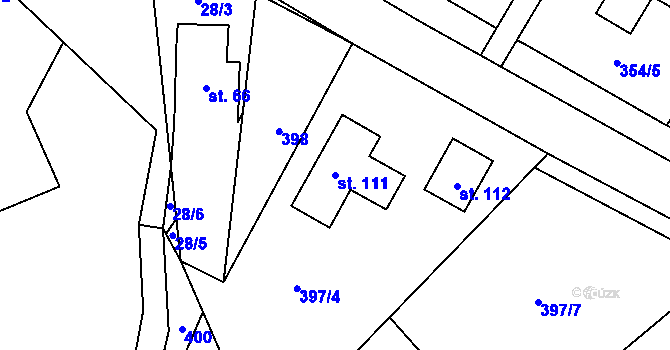 Parcela st. 111 v KÚ Hrádek u Nechanic, Katastrální mapa