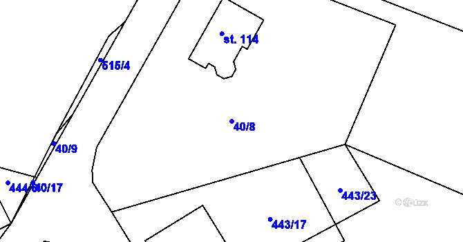 Parcela st. 40/8 v KÚ Hrádek u Nechanic, Katastrální mapa