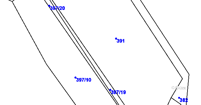 Parcela st. 397/9 v KÚ Hrádek u Nechanic, Katastrální mapa