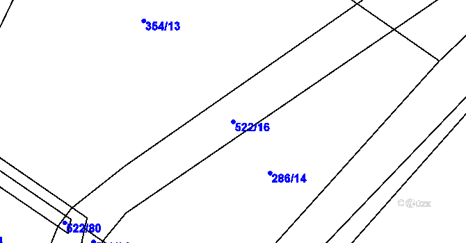 Parcela st. 522/16 v KÚ Hrádek u Nechanic, Katastrální mapa