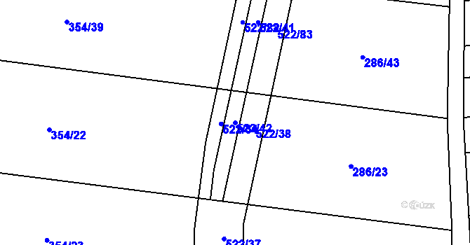 Parcela st. 522/42 v KÚ Hrádek u Nechanic, Katastrální mapa