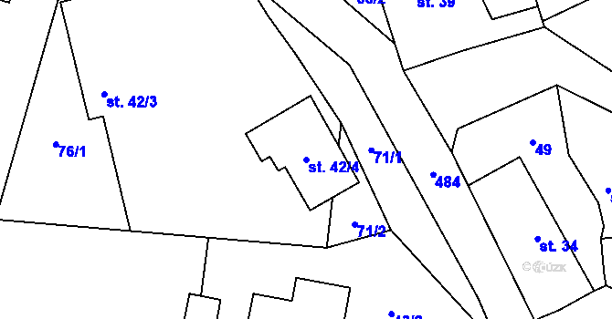 Parcela st. 42/4 v KÚ Hrádek u Nechanic, Katastrální mapa
