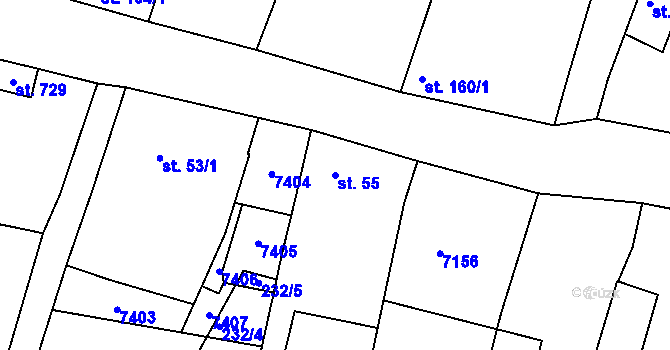 Parcela st. 55 v KÚ Hrádek u Znojma, Katastrální mapa