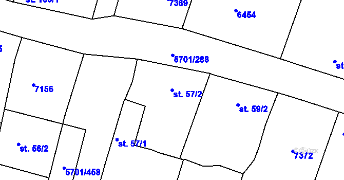 Parcela st. 57/2 v KÚ Hrádek u Znojma, Katastrální mapa