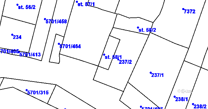 Parcela st. 58/1 v KÚ Hrádek u Znojma, Katastrální mapa