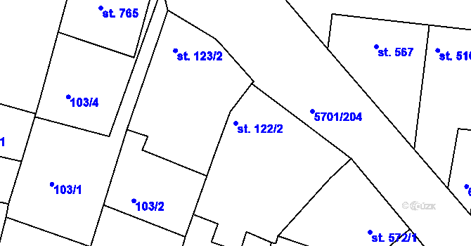 Parcela st. 122/2 v KÚ Hrádek u Znojma, Katastrální mapa