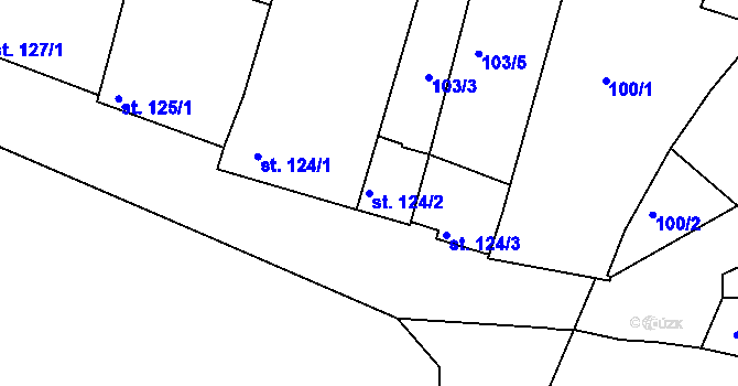 Parcela st. 124/2 v KÚ Hrádek u Znojma, Katastrální mapa