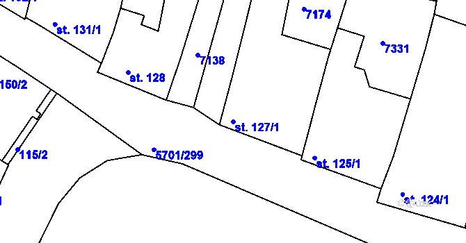 Parcela st. 127/1 v KÚ Hrádek u Znojma, Katastrální mapa