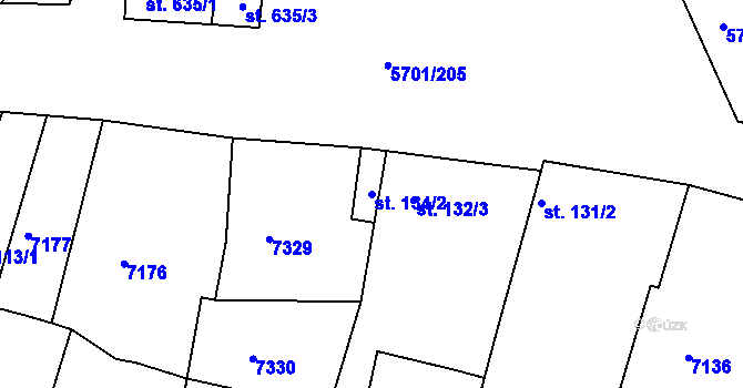 Parcela st. 134/2 v KÚ Hrádek u Znojma, Katastrální mapa