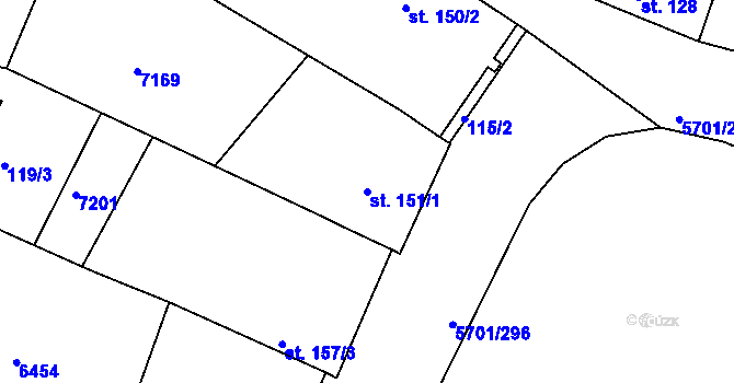 Parcela st. 151/1 v KÚ Hrádek u Znojma, Katastrální mapa