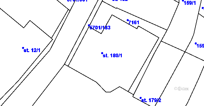 Parcela st. 180/1 v KÚ Hrádek u Znojma, Katastrální mapa