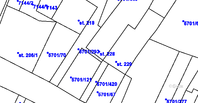 Parcela st. 228 v KÚ Hrádek u Znojma, Katastrální mapa