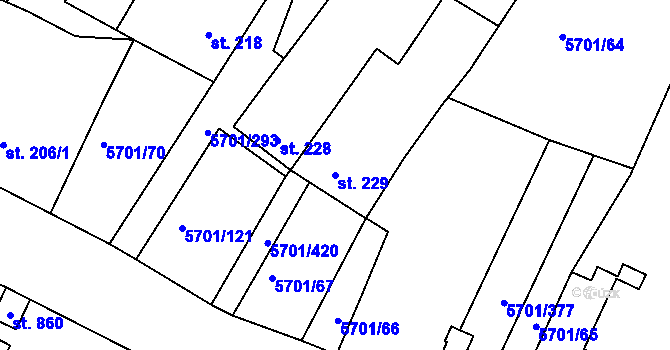 Parcela st. 229 v KÚ Hrádek u Znojma, Katastrální mapa